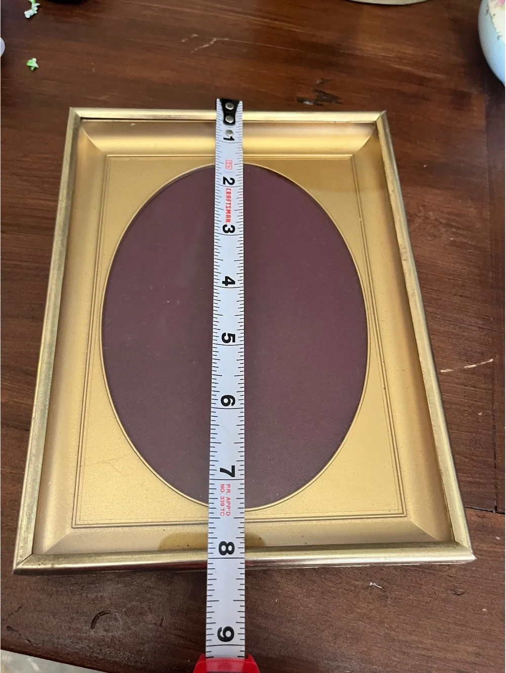 Vintage Gold-Tone Oval Photo Frame with Velvet Back Stand, 6x8 Inches